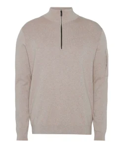 Heren trui met rits beige
