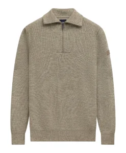 Heren trui met rits beige