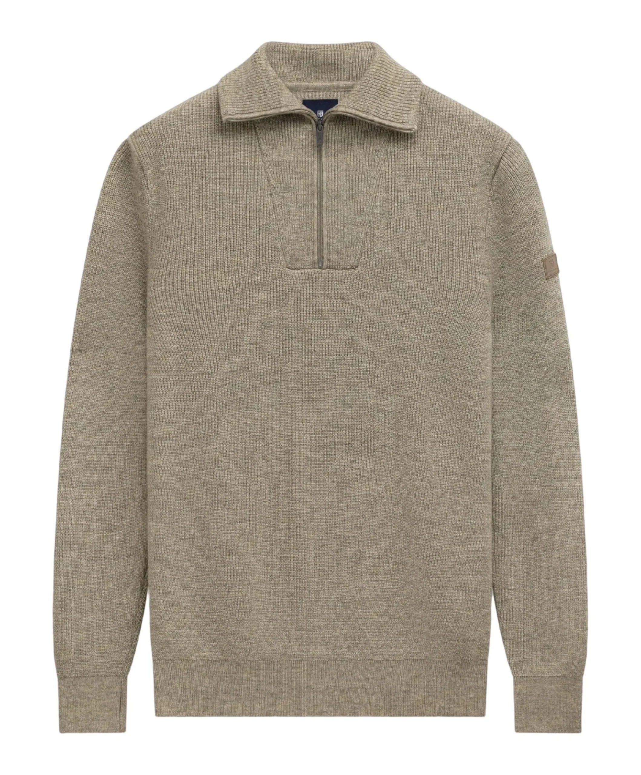 Heren trui met rits beige