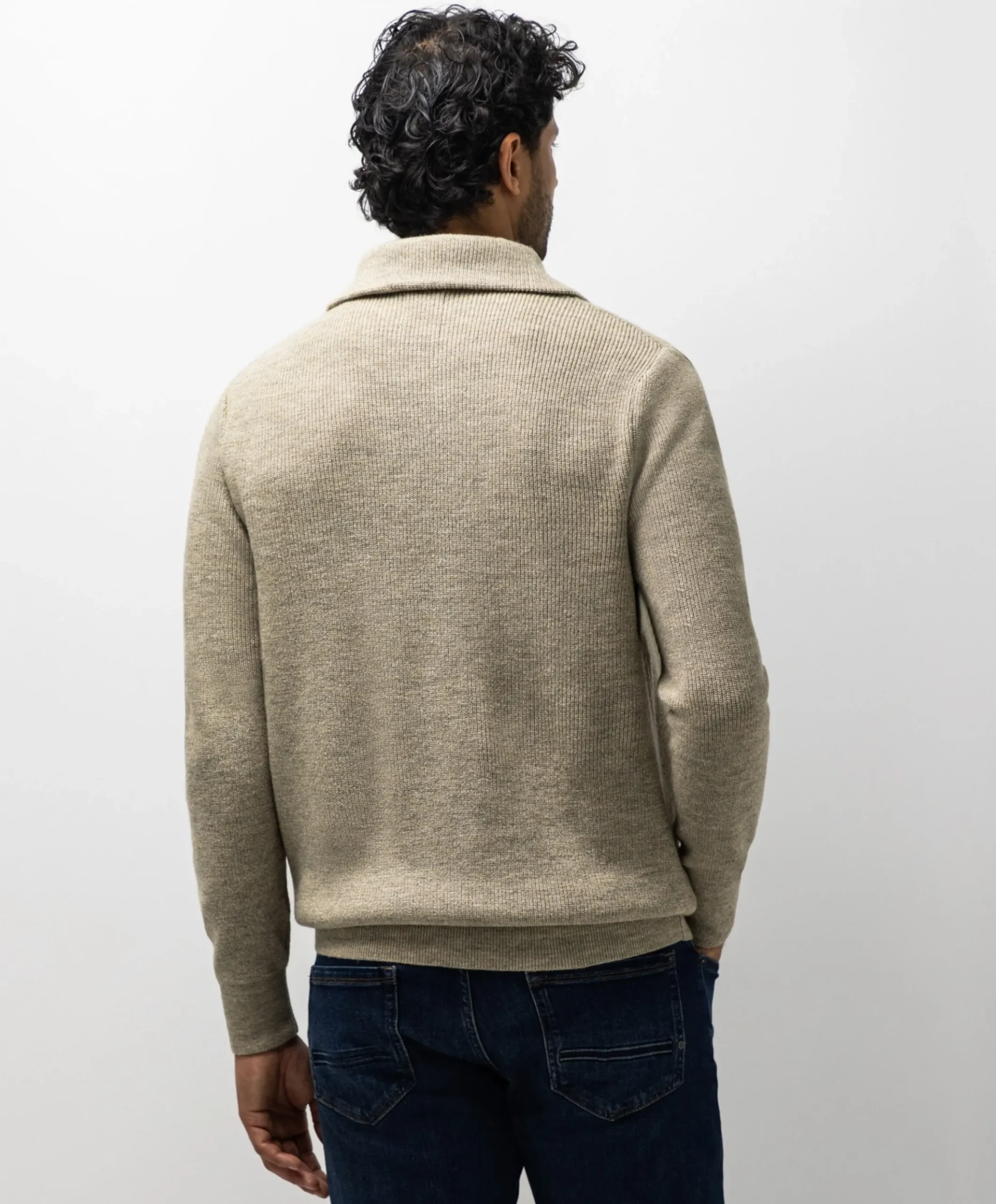 Heren trui met rits beige