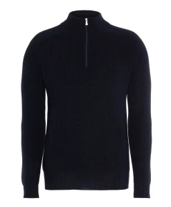 Heren trui met rits blauw
