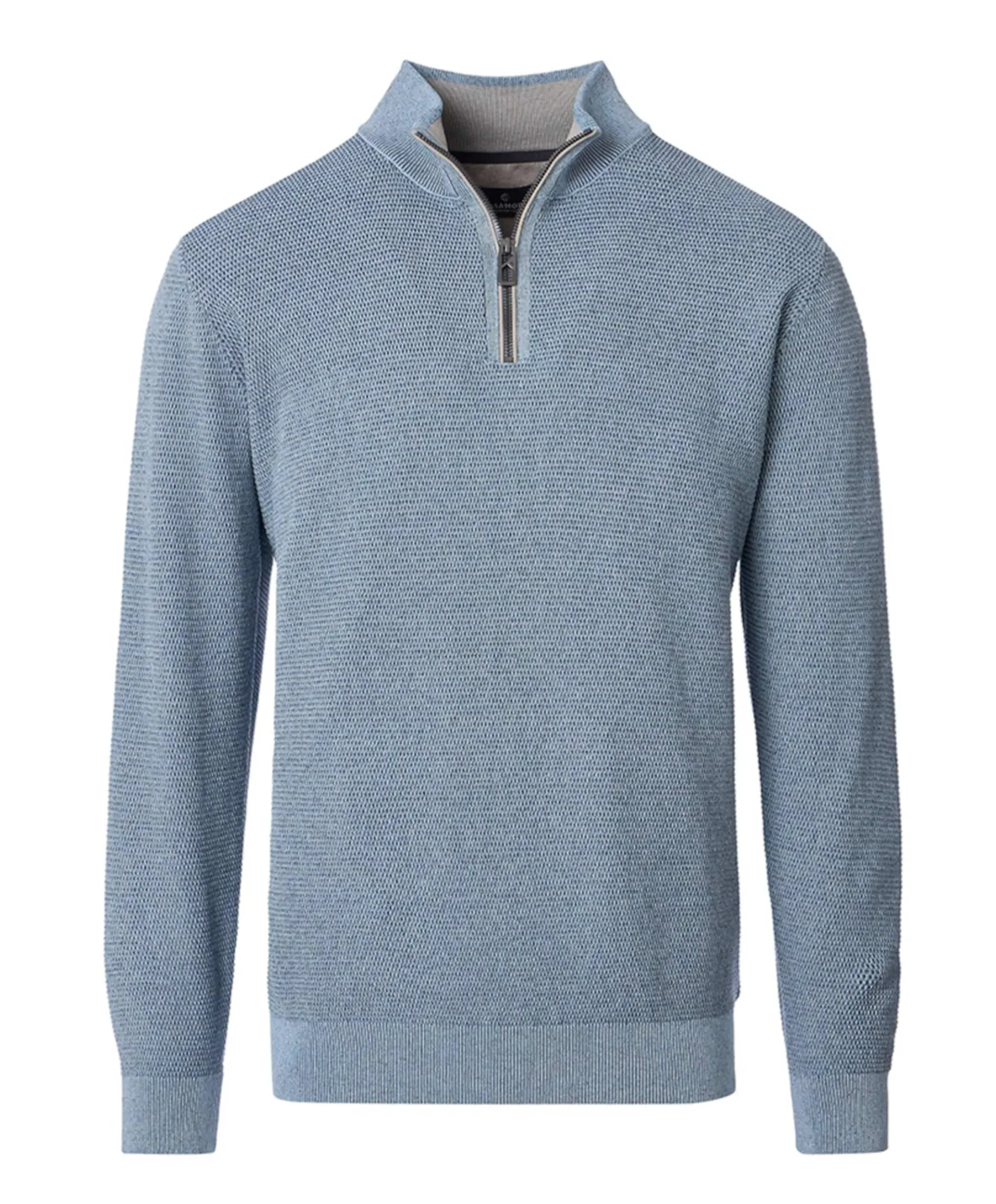 Heren trui met rits blauw