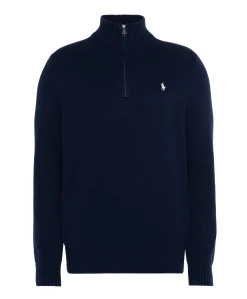 Heren trui met rits blauw