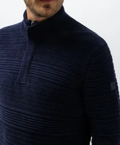 Heren trui met rits blauw