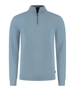 Heren trui met rits blauw