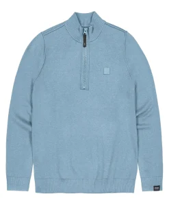 Heren trui met rits blauw