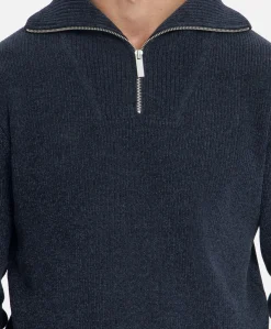Heren trui met rits blauw