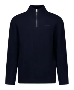 Heren trui met rits blauw