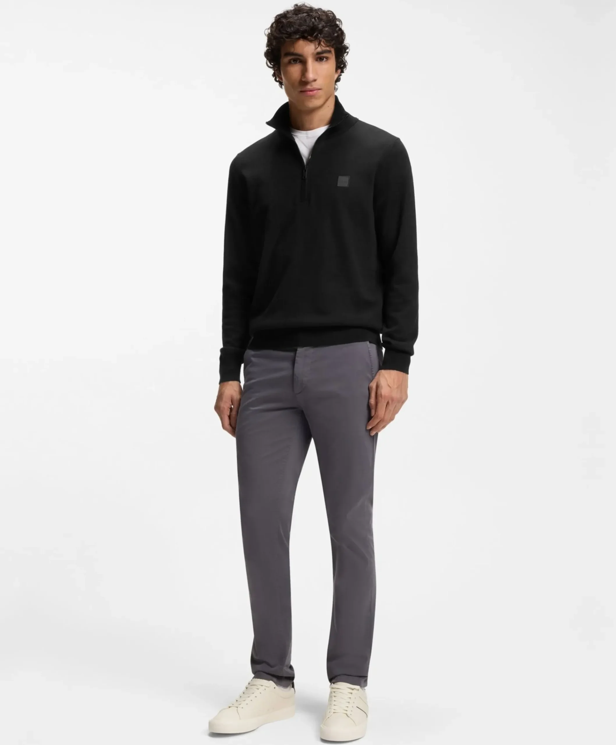 Heren trui met rits blauw