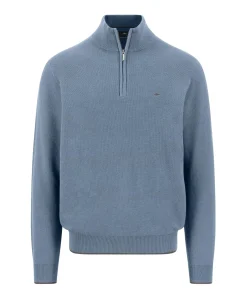 Heren trui met rits blauw