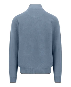 Heren trui met rits blauw