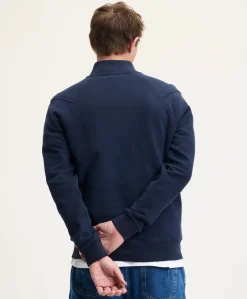 Heren trui met rits blauw