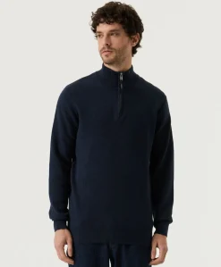 Heren trui met rits blauw