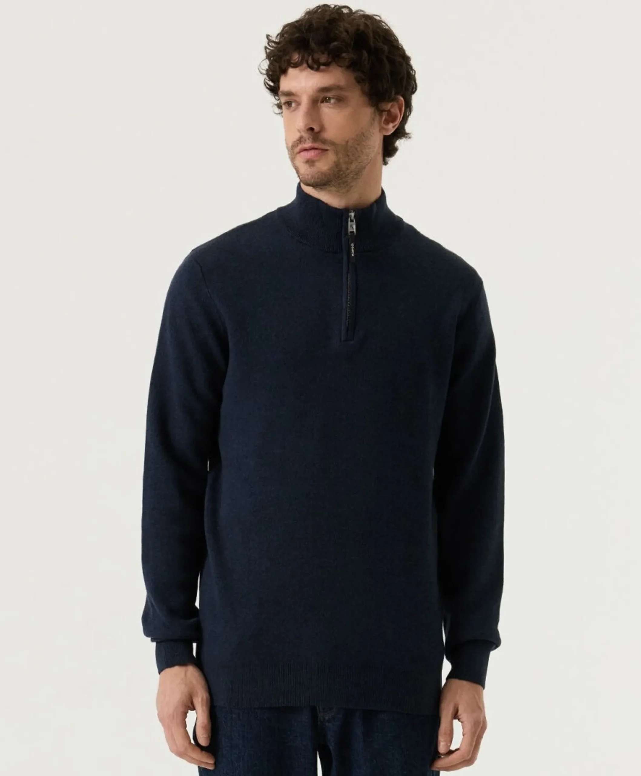 Heren trui met rits blauw
