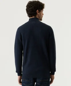 Heren trui met rits blauw