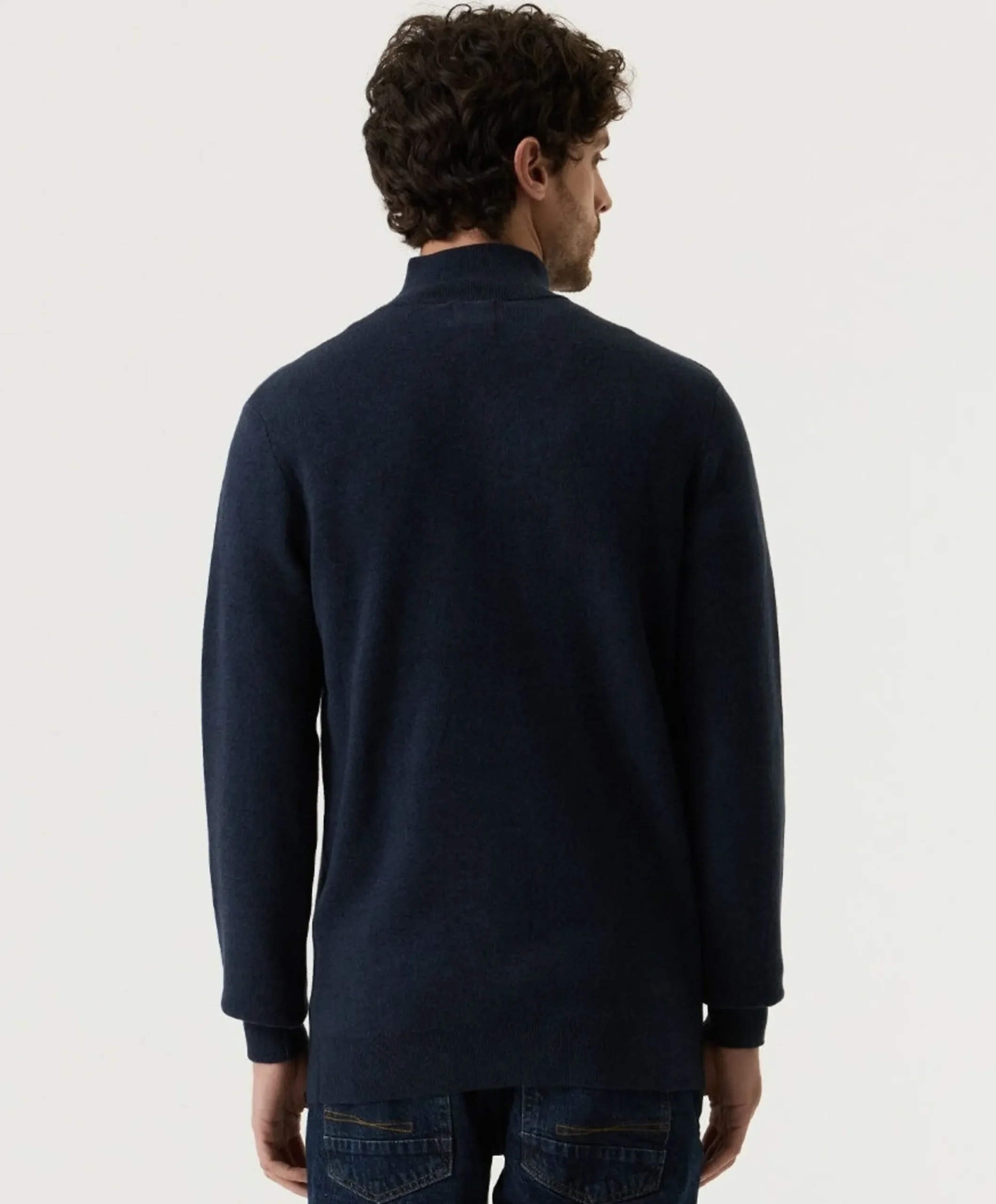 Heren trui met rits blauw