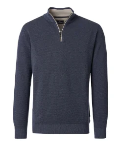 Heren trui met rits blauw