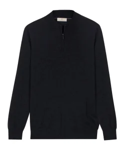 Heren trui met rits blauw