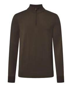Heren trui met rits bruin