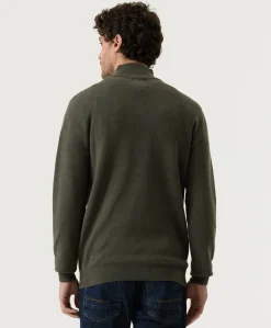 Heren trui met rits groen