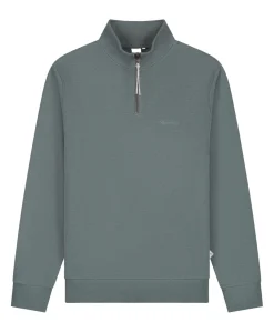 Heren trui met rits groen