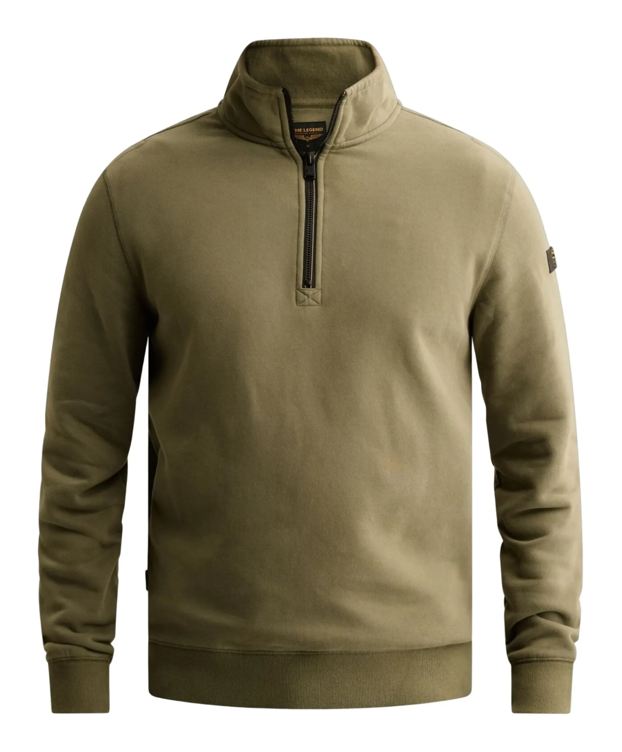 Heren trui met rits groen