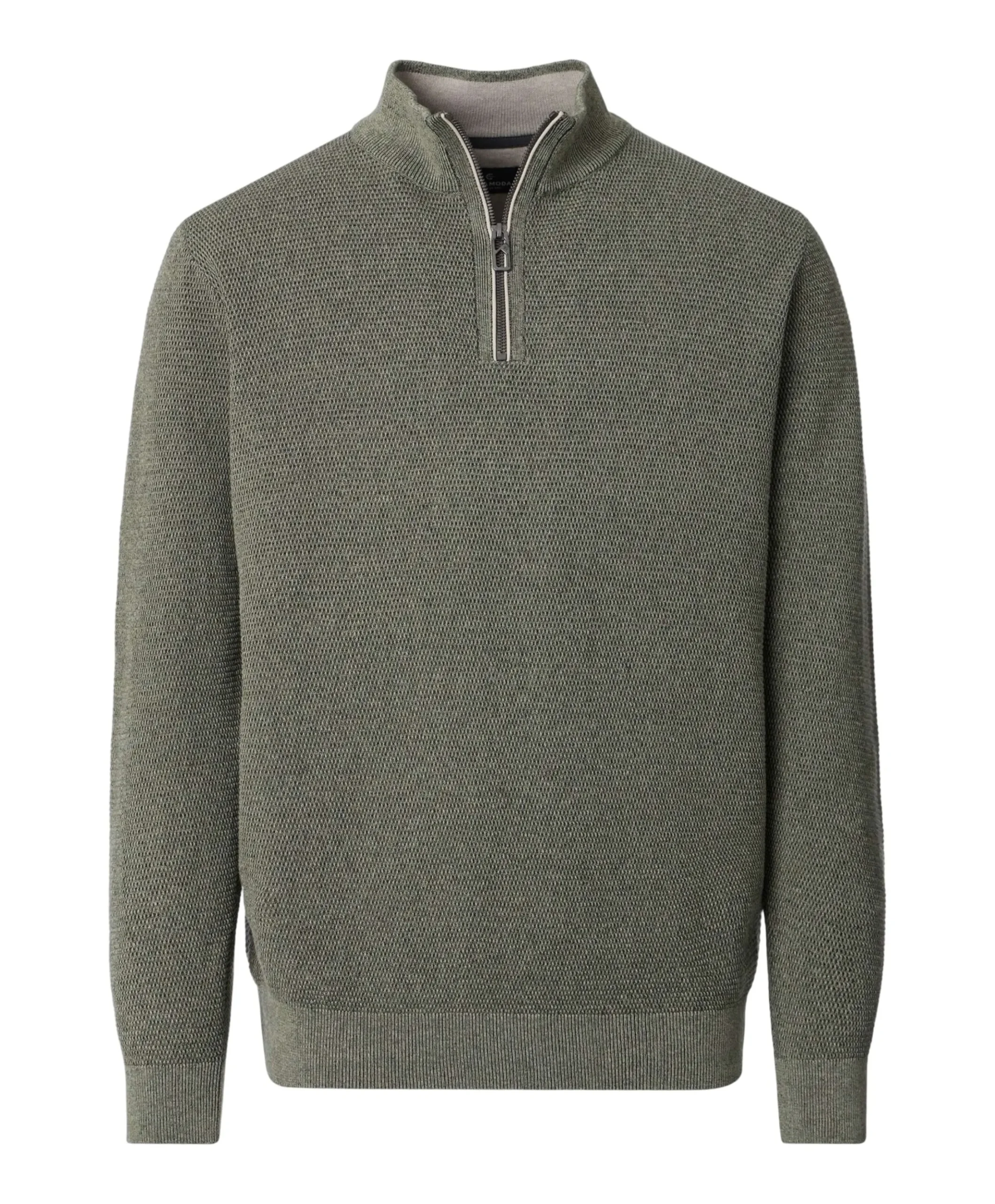 Heren trui met rits groen