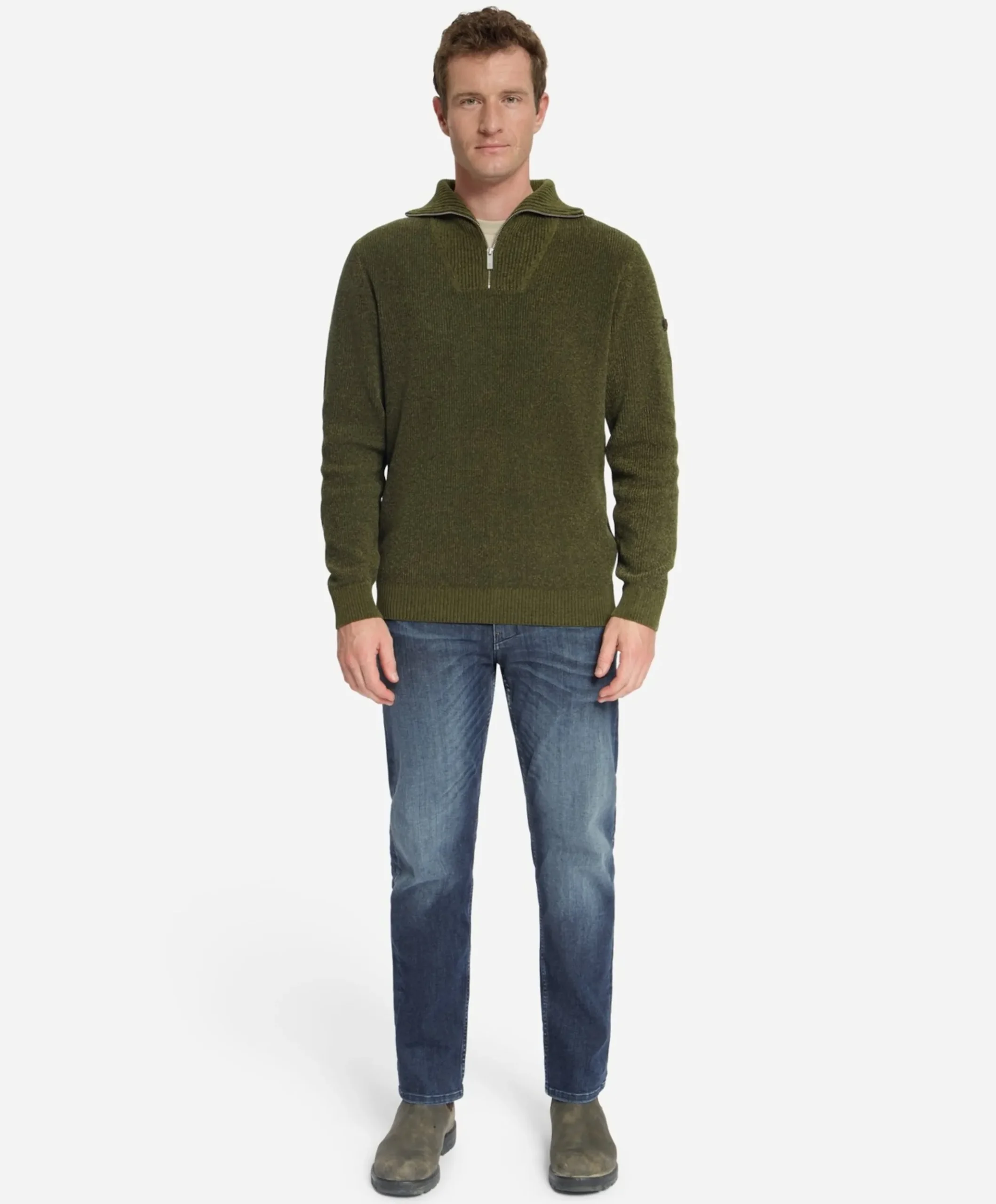 Heren trui met rits groen