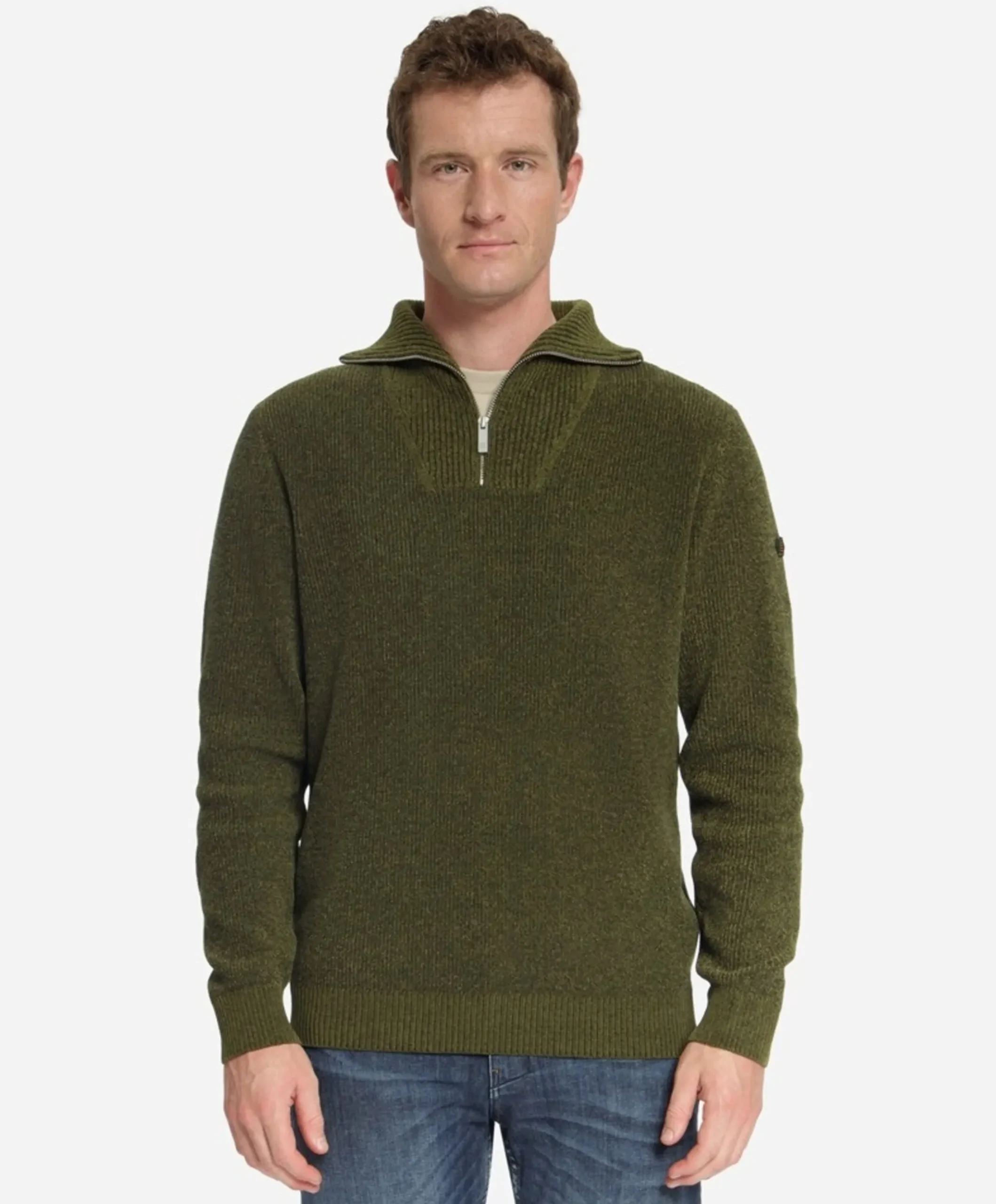 Heren trui met rits groen