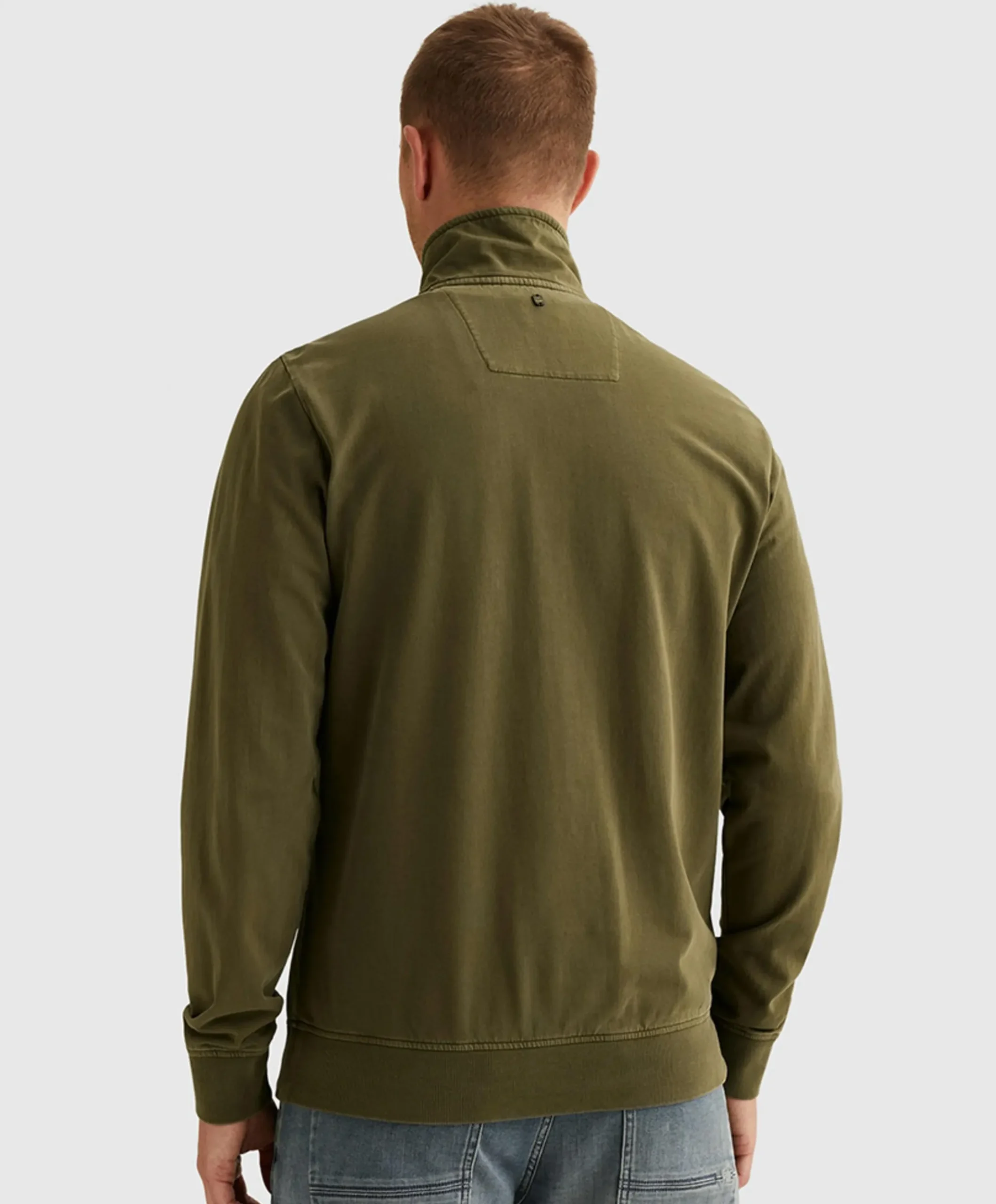 Heren trui met rits groen