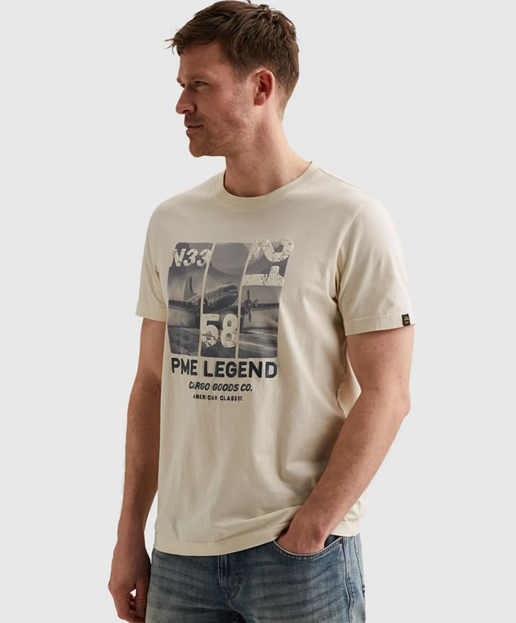 Heren T-shirt ecru