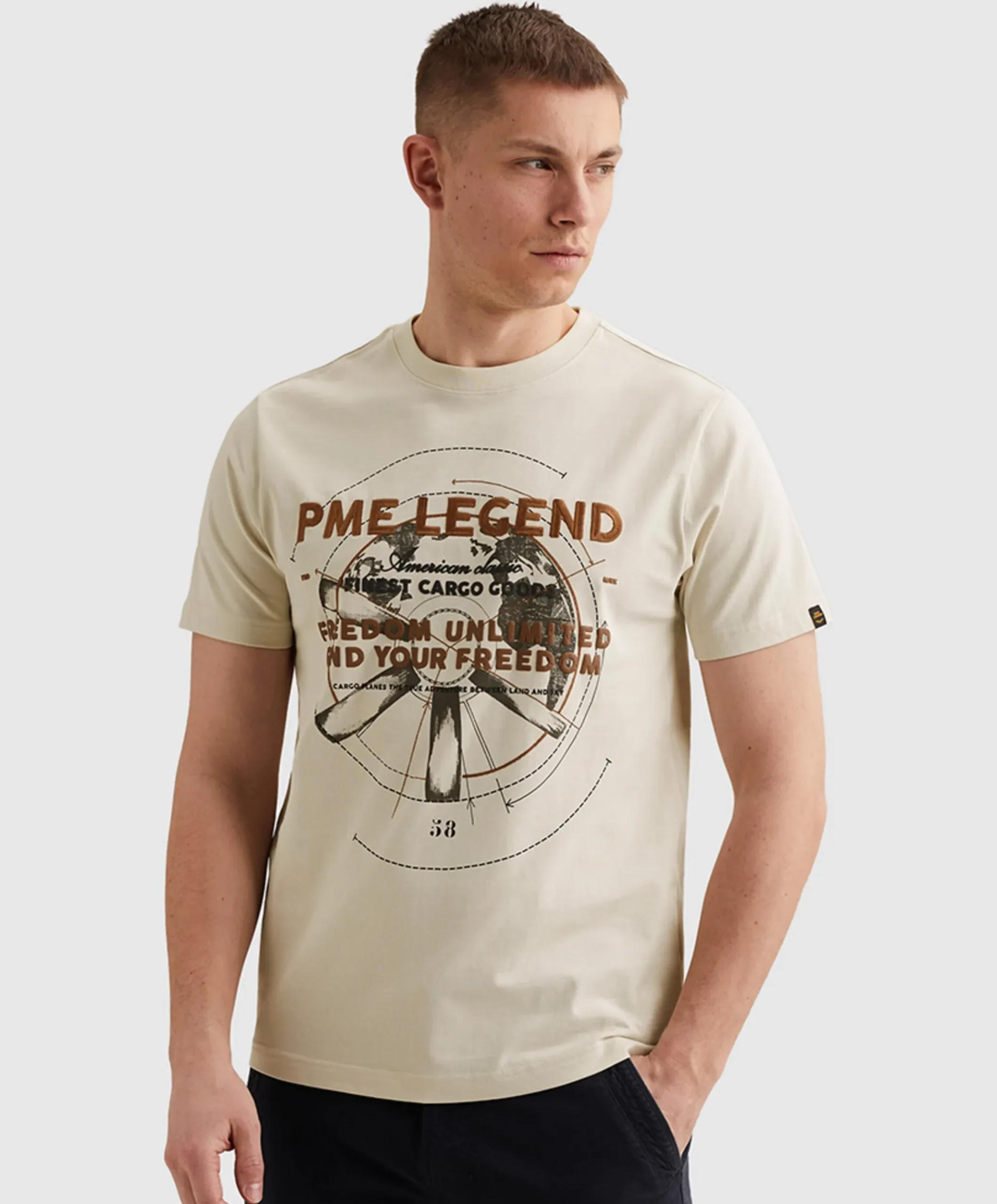 Heren T-shirt ecru