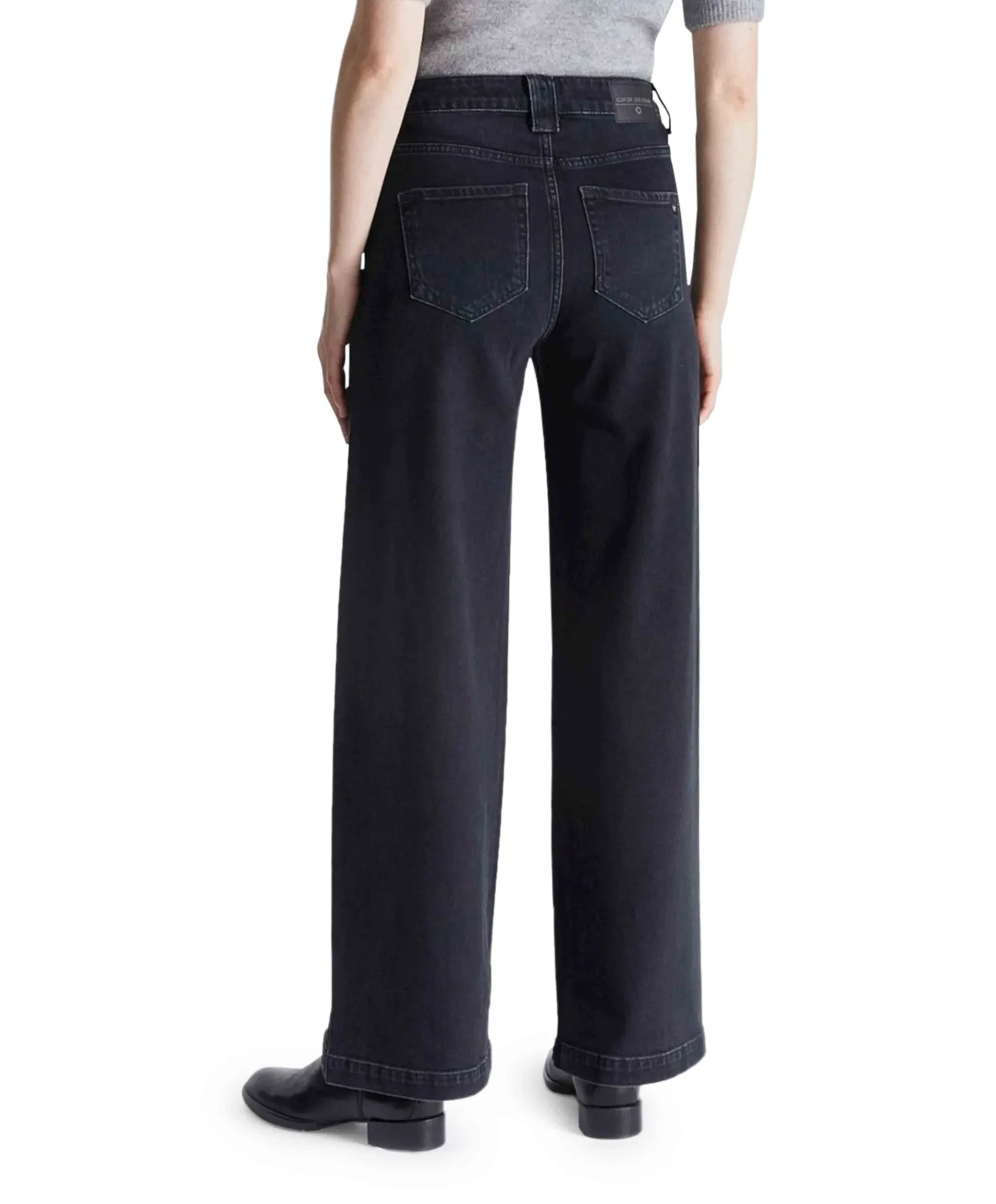 high waist wide leg dames jeans zwart