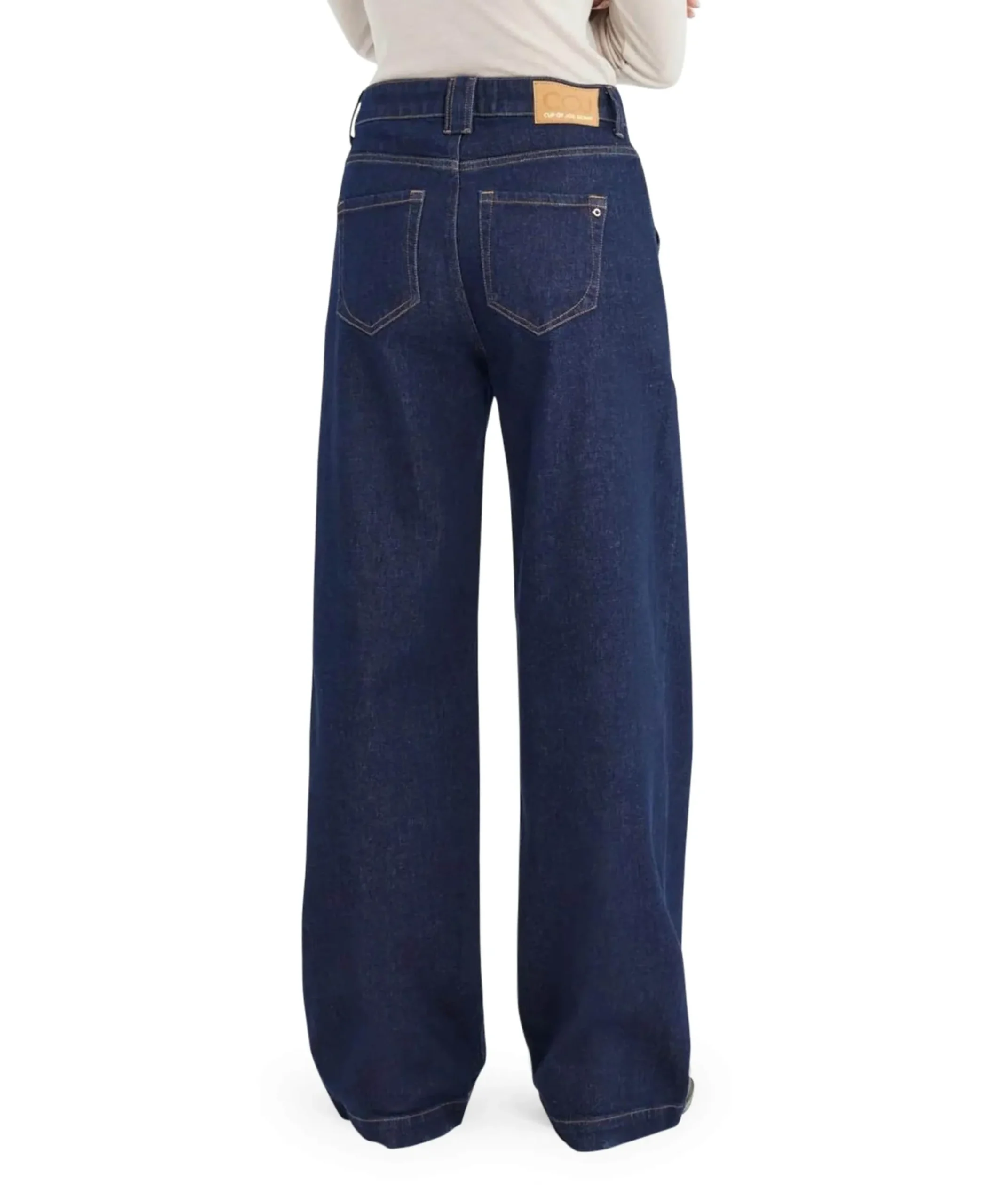 high waist wide leg dames jeans blauw