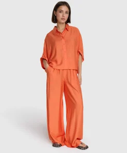 IRREGULAR WIDE LEG dames broek oranje