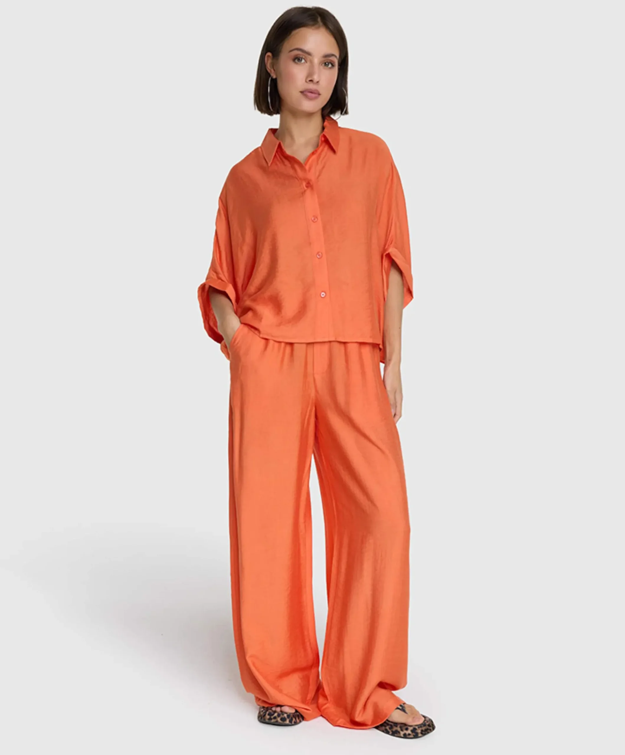 IRREGULAR WIDE LEG dames broek oranje