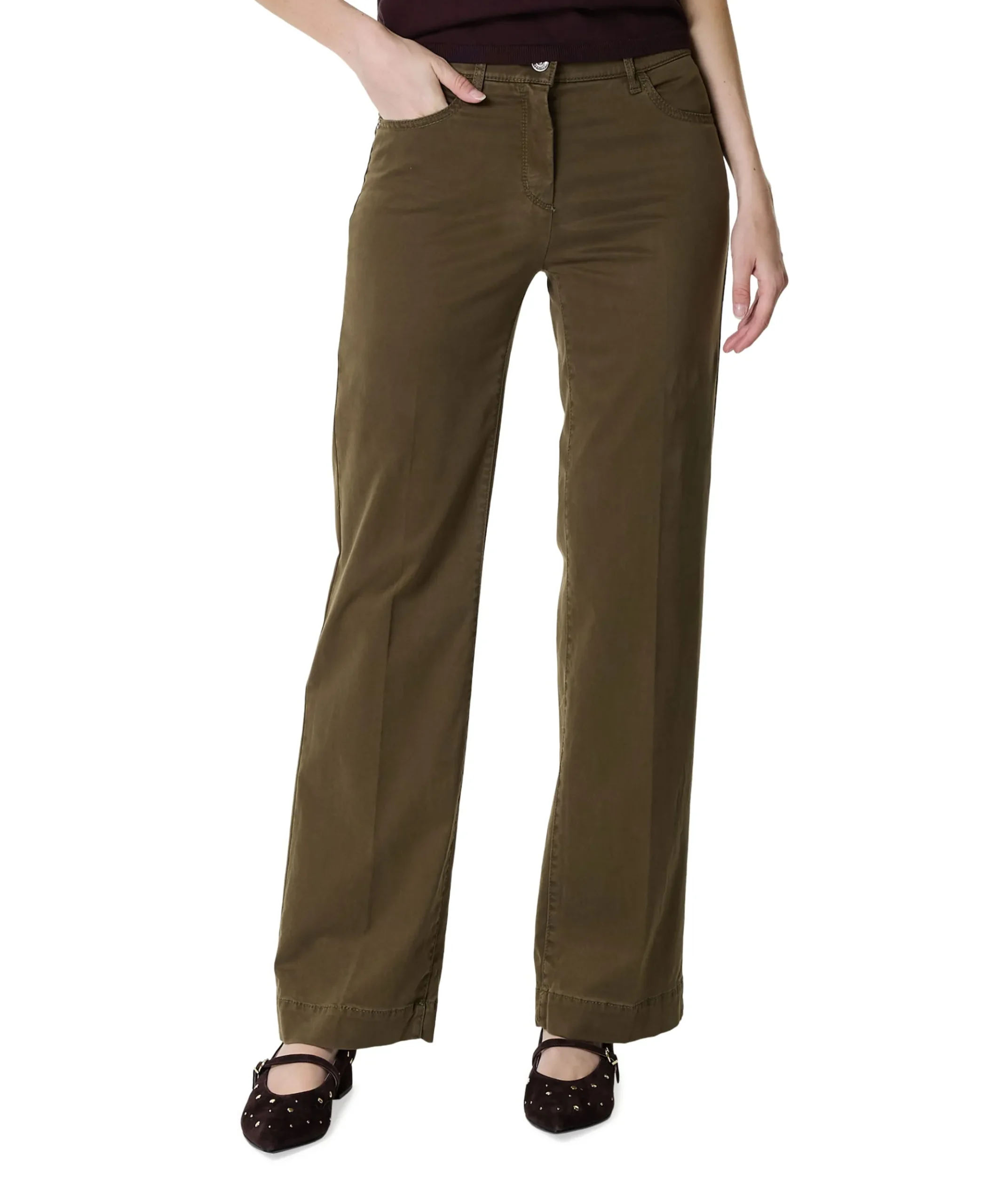 Jenny Wide dames broek groen