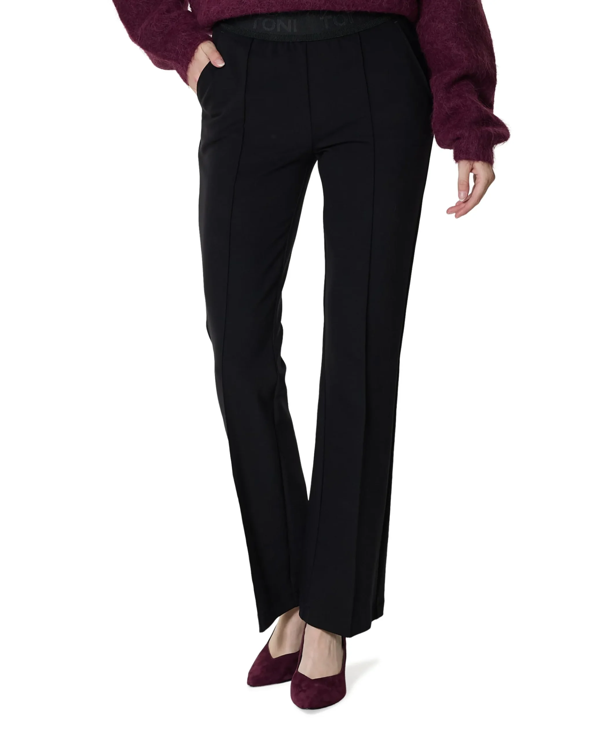 Jenny Wide Flared dames broek zwart