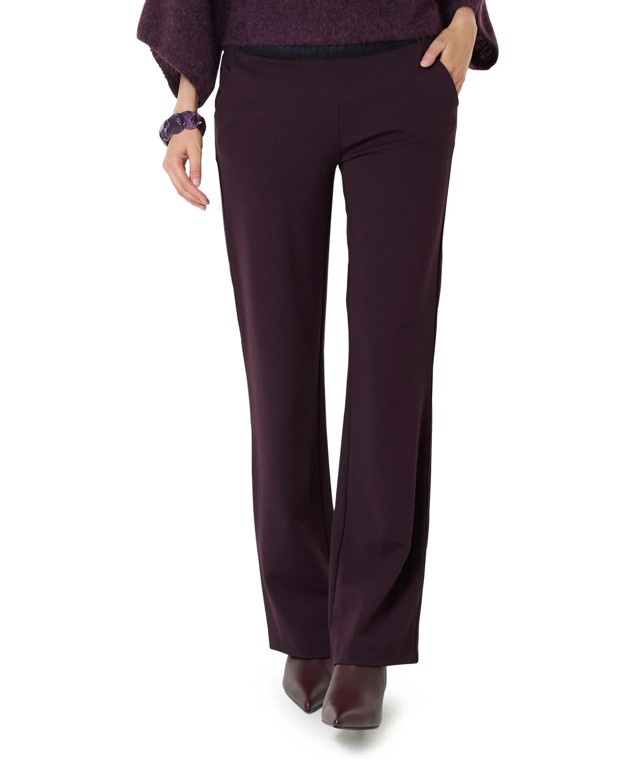 Jenny Wide Leg dames broek bordeaux