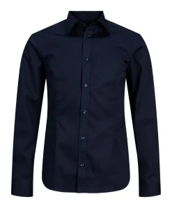 Jongens overhemd lange mouw blauw