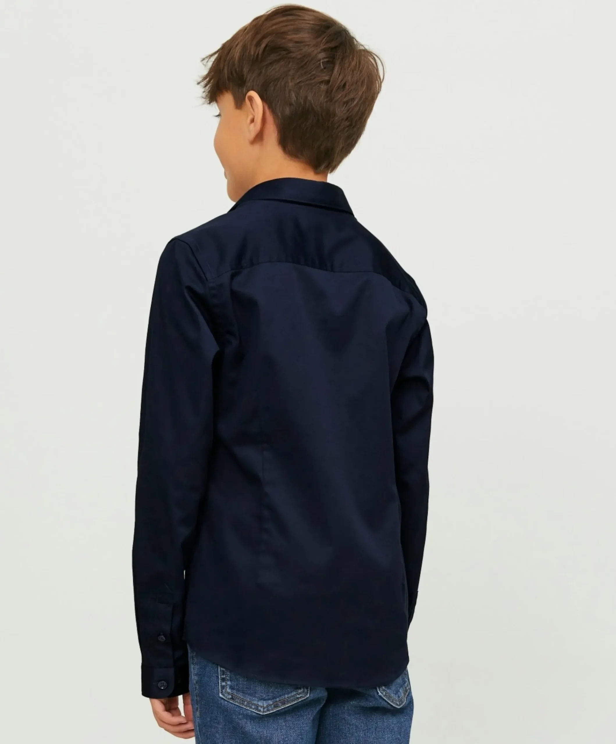 Jongens overhemd lange mouw blauw
