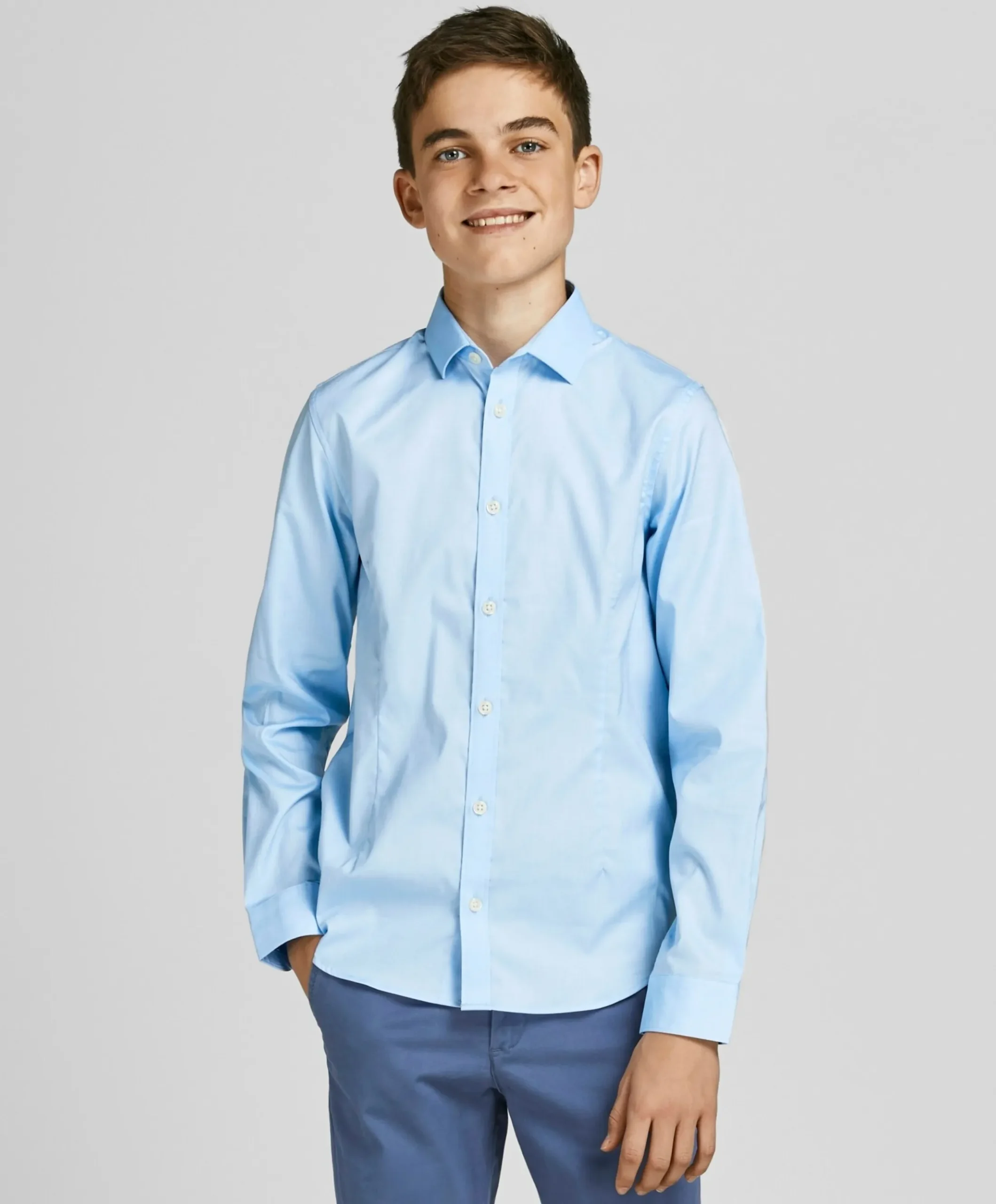 Jongens overhemd lange mouw blauw