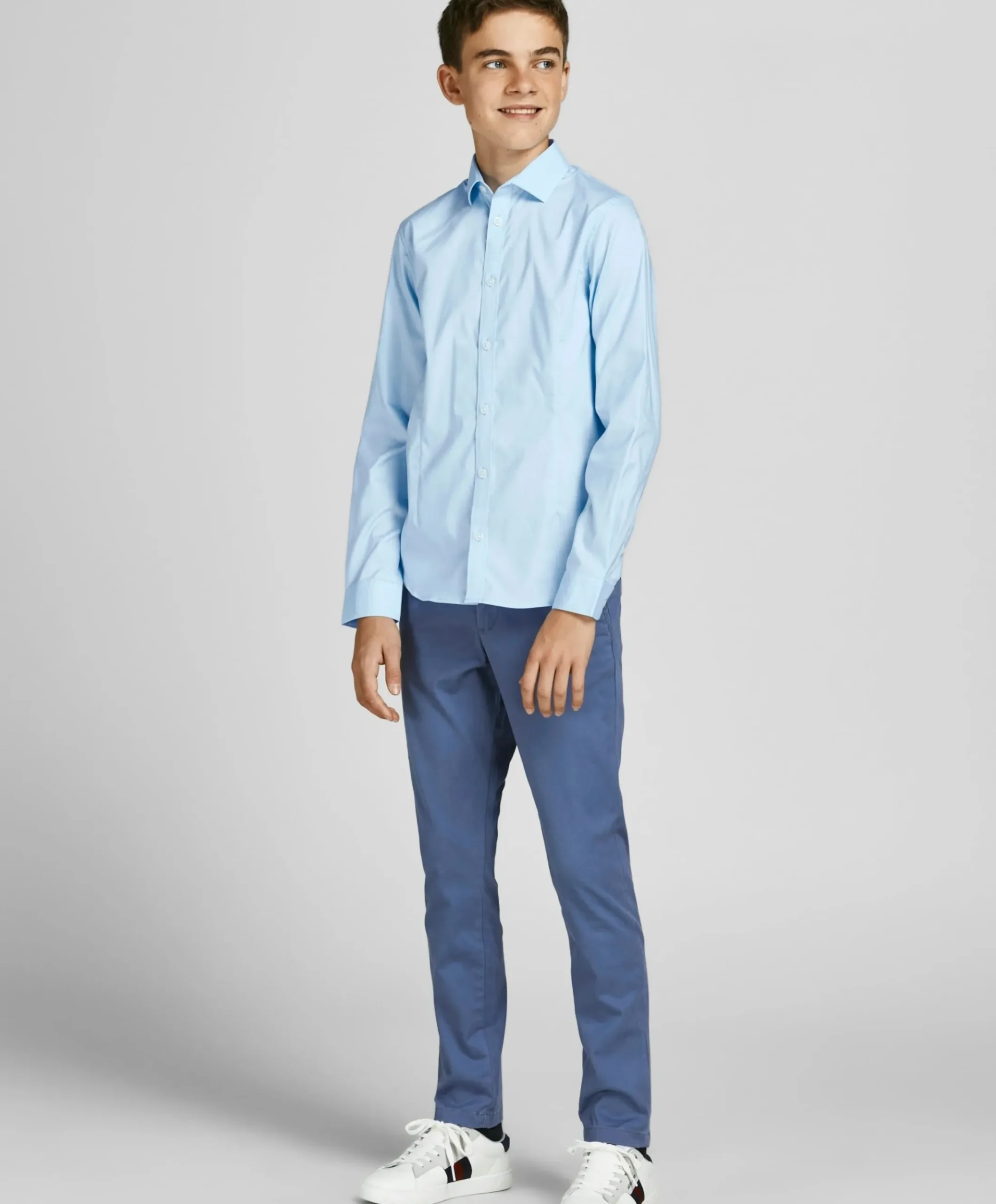 Jongens overhemd lange mouw blauw