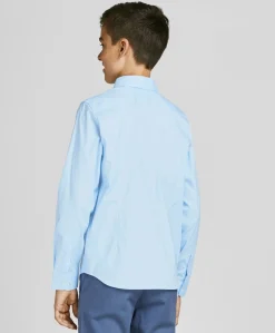 Jongens overhemd lange mouw blauw