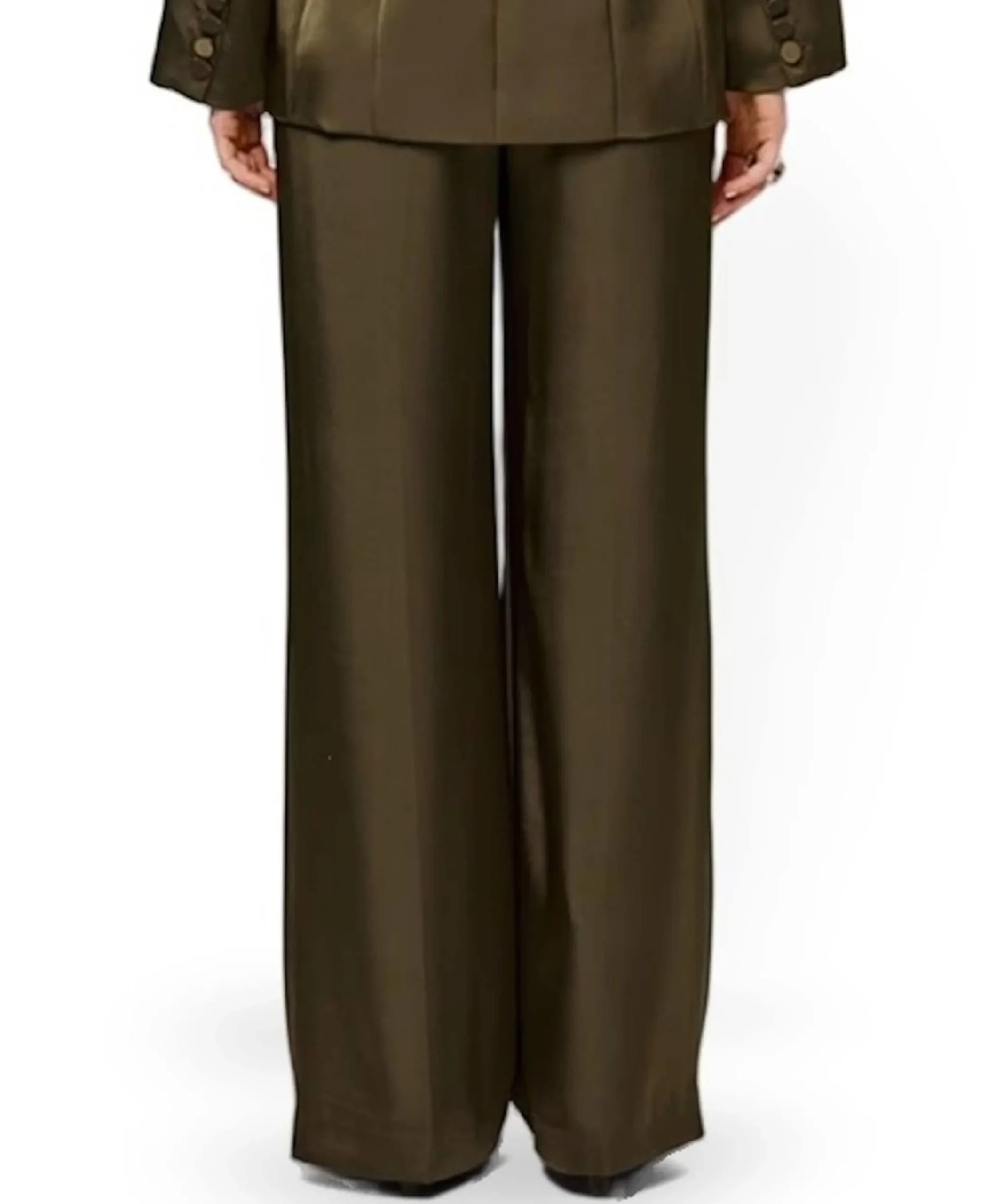 Jules bold satin smart dames broek groen