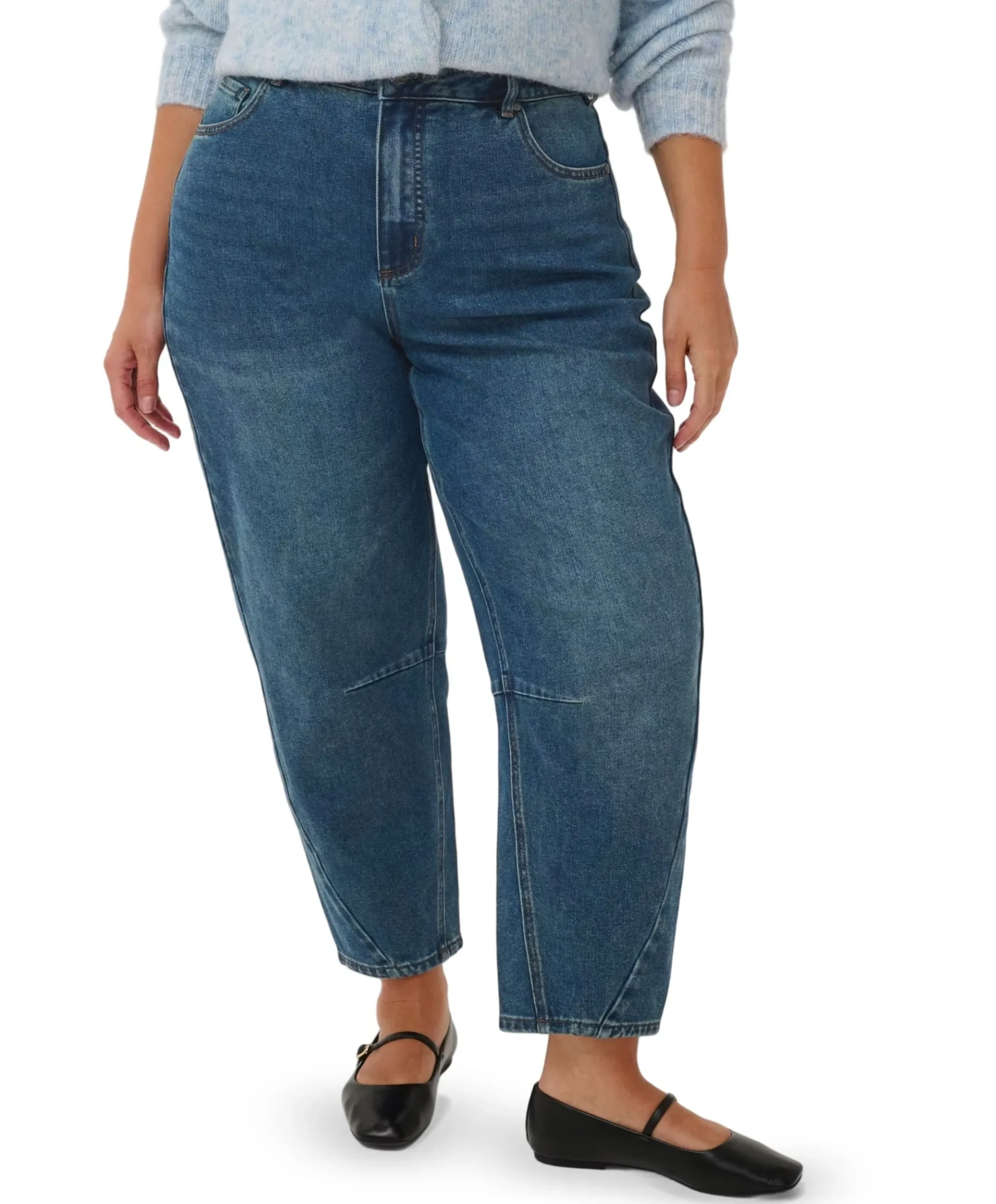 KCninna Cropped Barrel dames jeans blauw