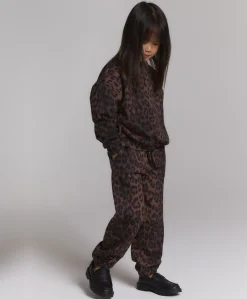 Kids knitted leopard meisjes broek bruin