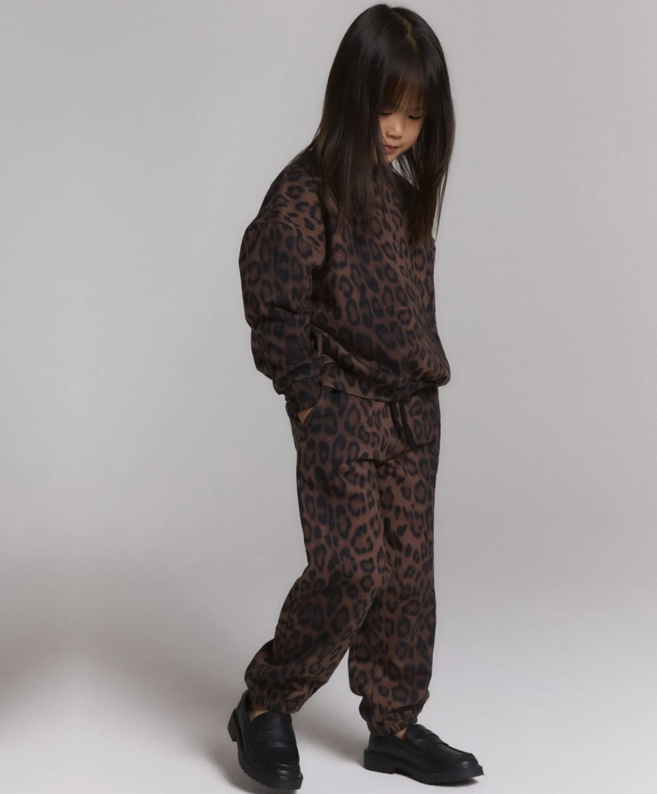 Kids knitted leopard meisjes broek bruin