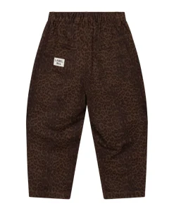 Kids woven leopard cargo pants meisjes broek bruin