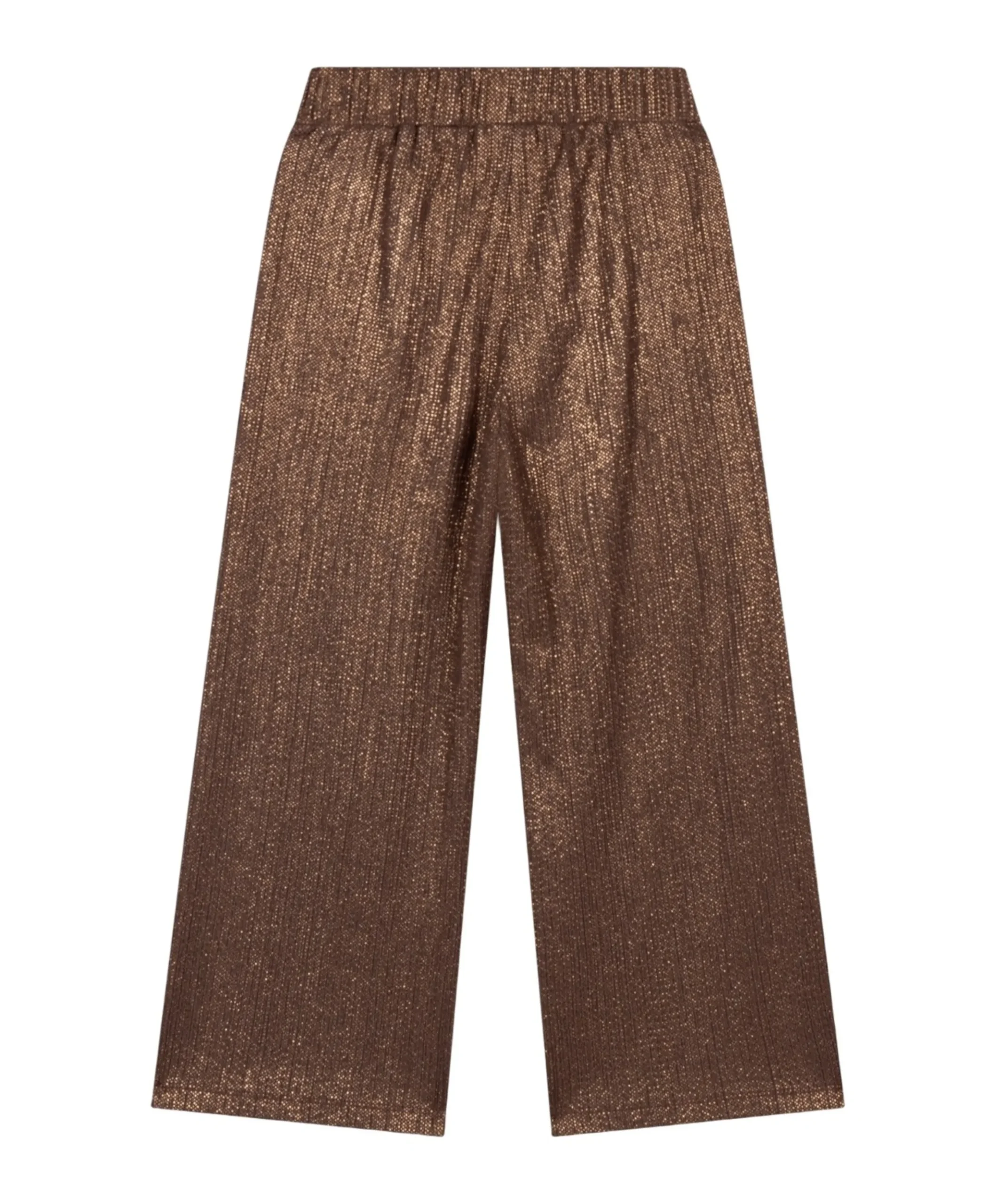 knitted shiny wide leg meisjes broek bruin